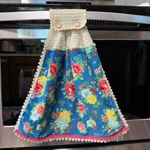 Floral Crochet Kitchen Towel
